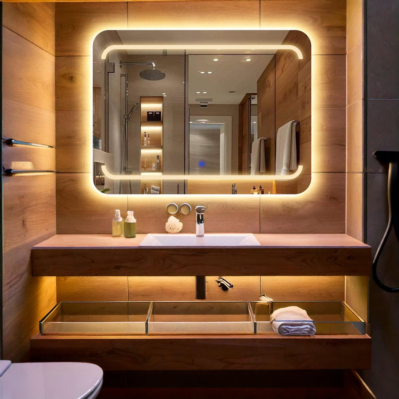 Recta, miroir de courtoisie rectangulaire LED