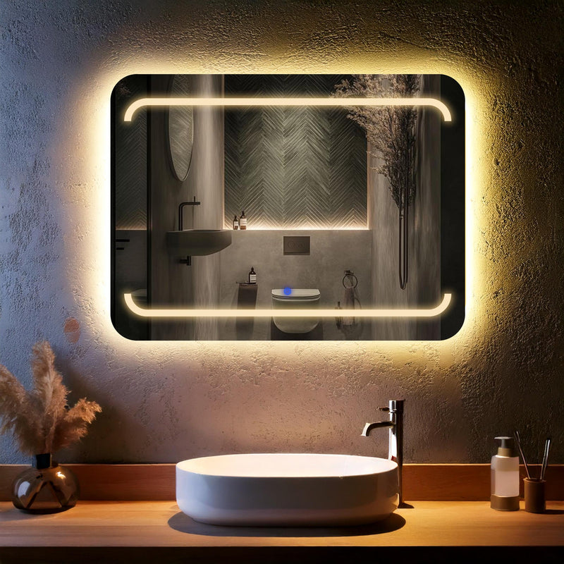 Recta, miroir de courtoisie rectangulaire LED