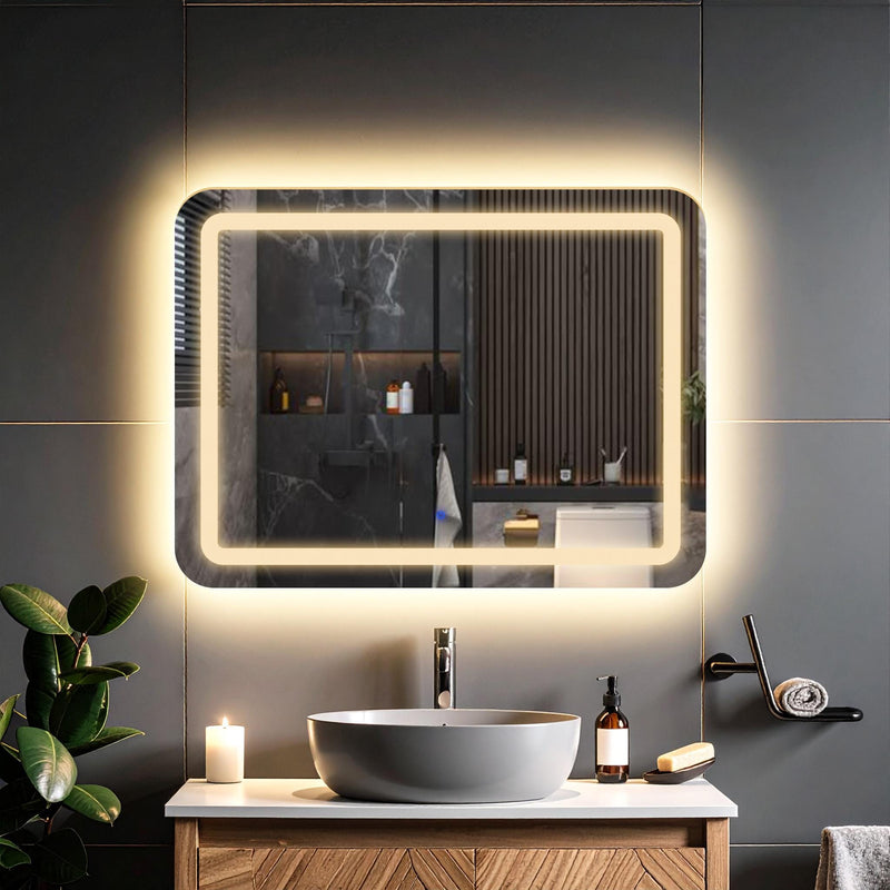 Quadra, miroir de courtoisie rectangulaire LED