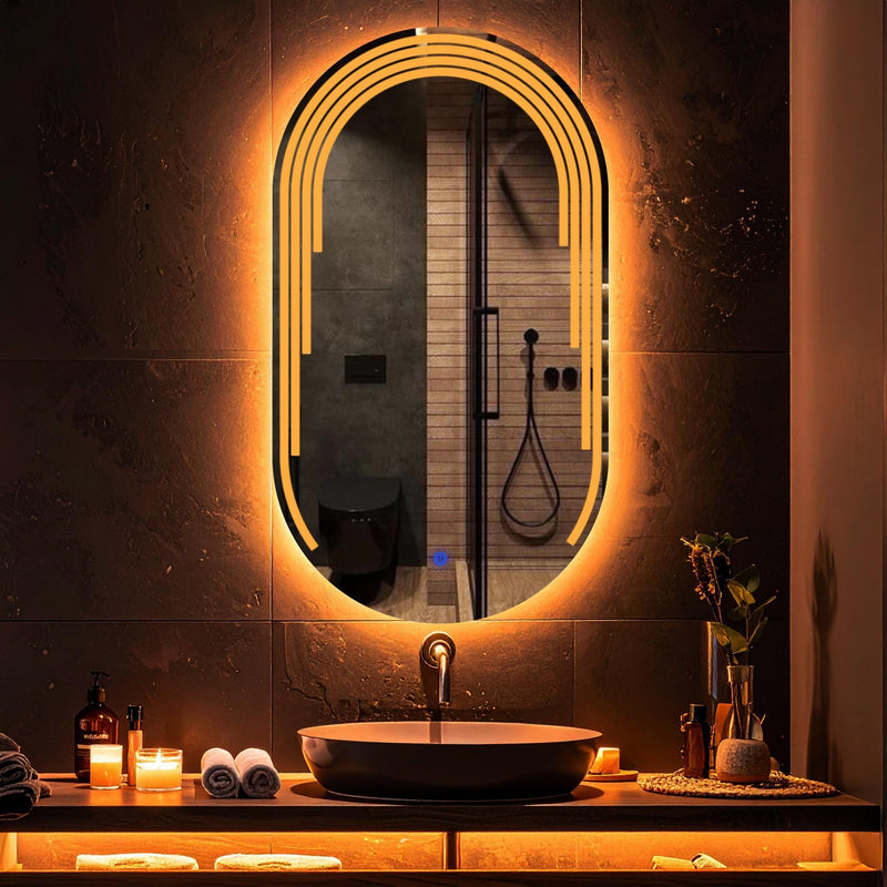 Eloura, miroir de courtoisie oblong à LED