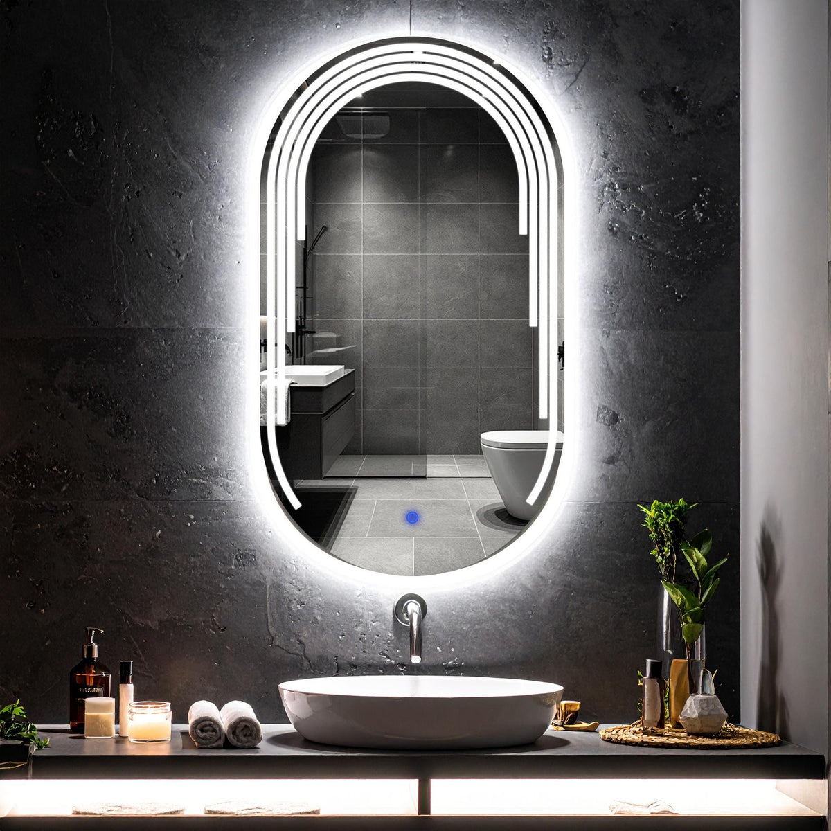 Eloura, miroir de courtoisie oblong à LED