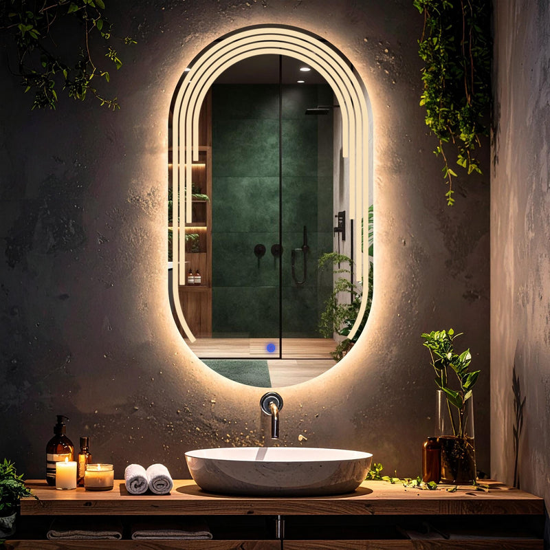 Eloura, miroir de courtoisie oblong à LED