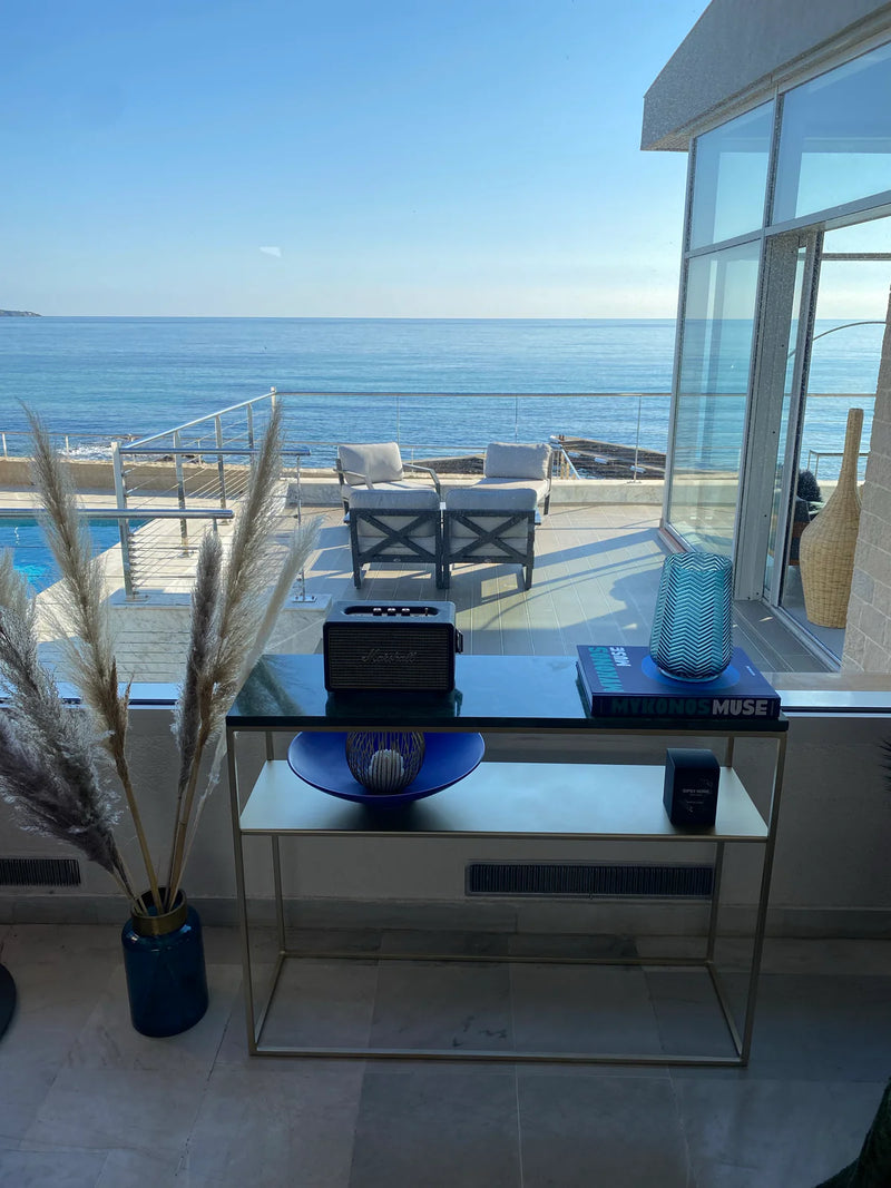 Console avec étagère &amp; plateau marbre&nbsp;