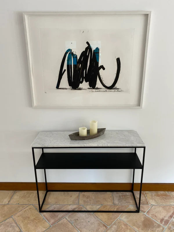 Console avec étagère &amp; plateau marbre&nbsp;