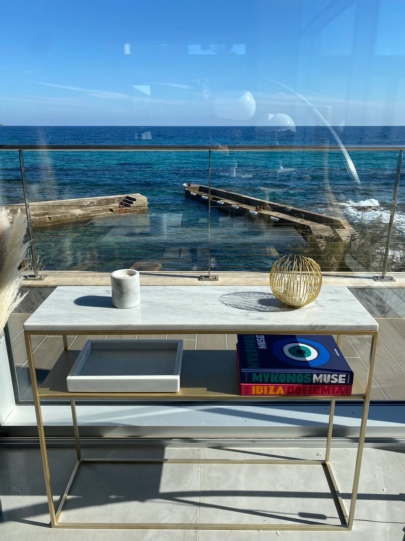 Console avec étagère &amp; plateau marbre&nbsp;