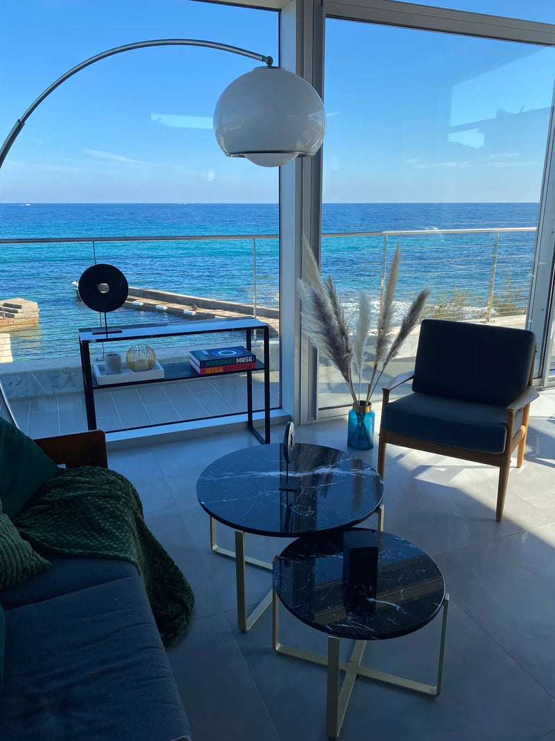 Table basse gigogne rondes métal & marbre