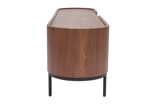 Meuble TV design bois foncé noyer et métal noir avec rangements