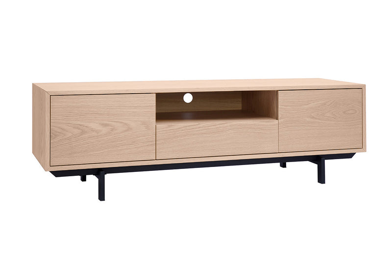 Meuble TV vintage en bois foncé niche ouverte