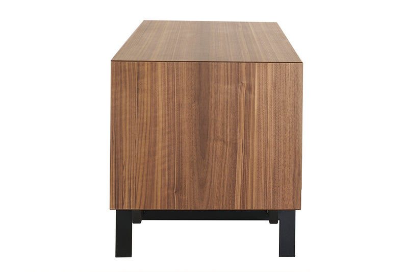 Meuble TV vintage bois foncé noyer et métal noir