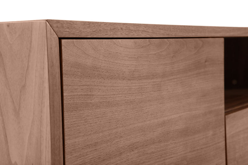 Meuble TV vintage en bois foncé niche ouverte