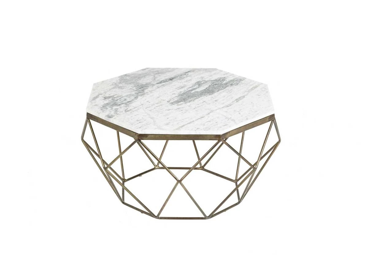 Table basse marbre et métal forme diamant Diamond