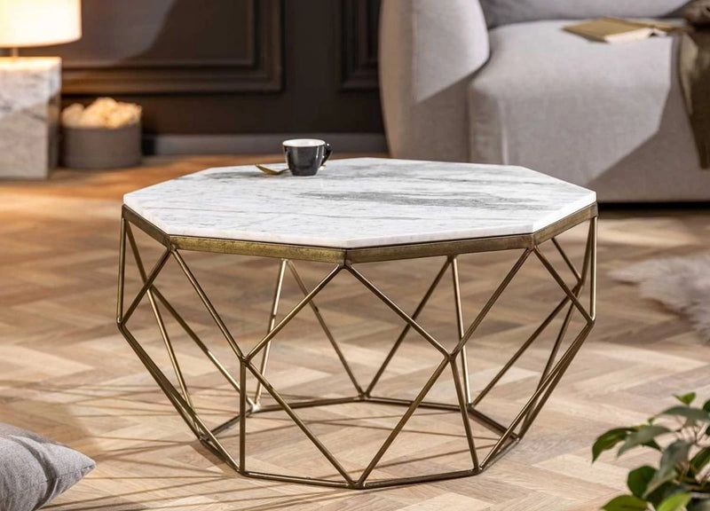 Table basse marbre et métal forme diamant Diamond