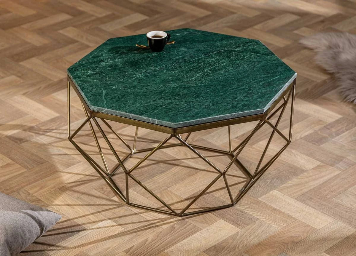 Table basse marbre et métal forme diamant Diamond