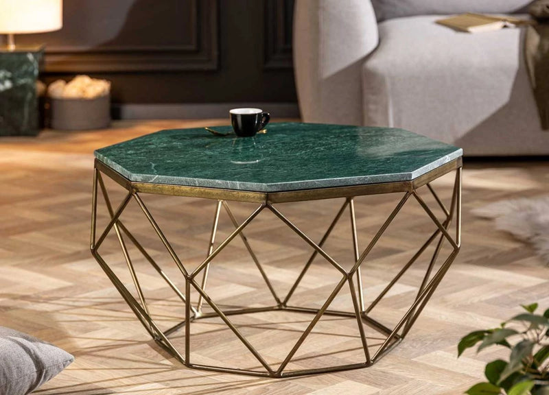 Table basse marbre et métal forme diamant Diamond