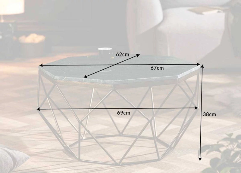 Table basse marbre et métal forme diamant Diamond