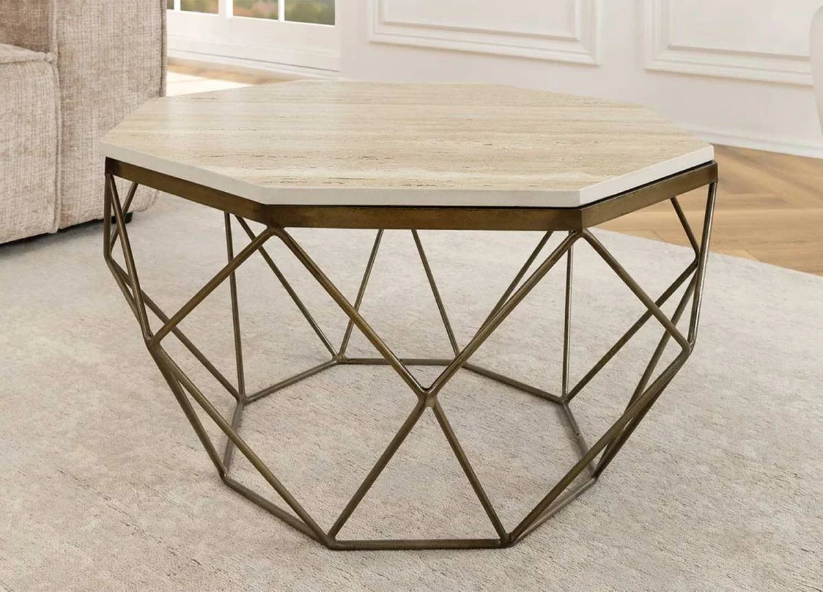 Table basse marbre et métal forme diamant Diamond