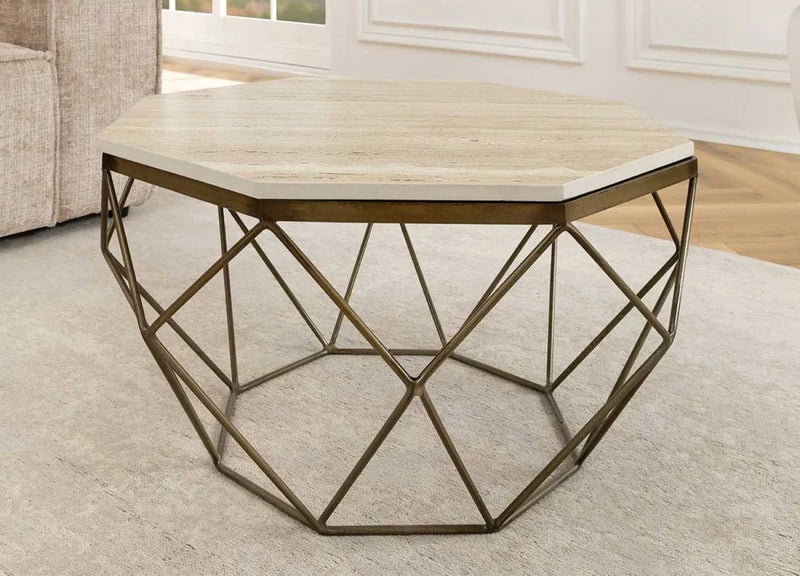 Table basse marbre et métal forme diamant Diamond