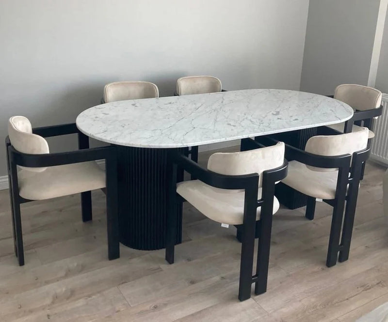 Table à Manger Plateau en Marbre 6 Chaises model M