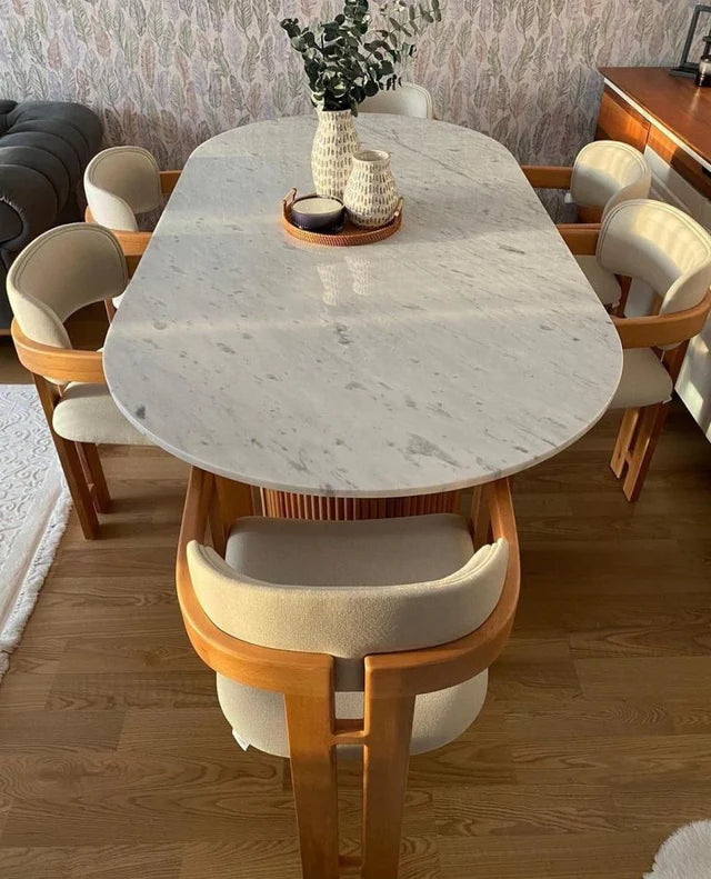 Table à Manger Plateau en Marbre 6 Chaises model M