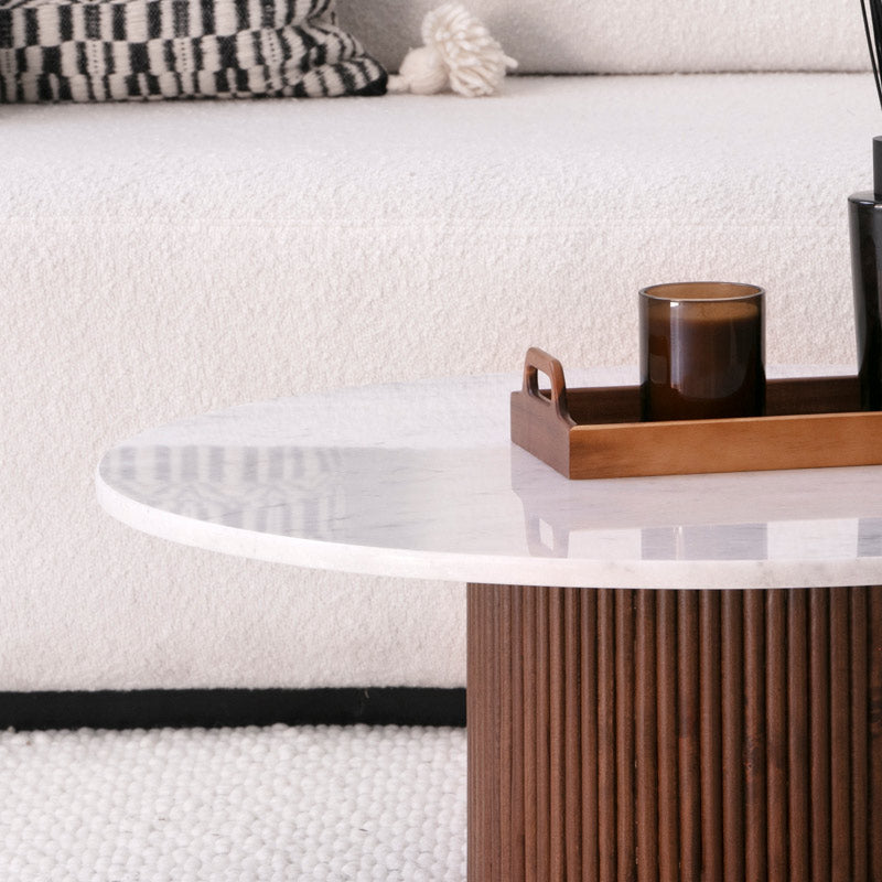 Table basse en bois et marbre