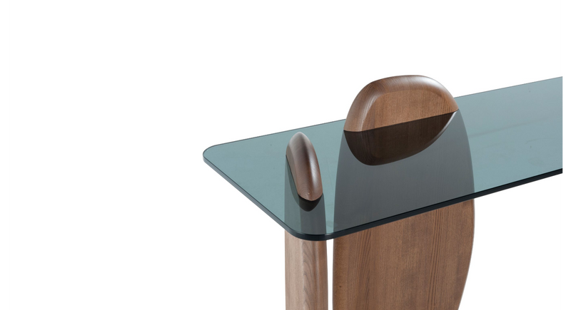 console rectangulaire en bois et verre SHARK