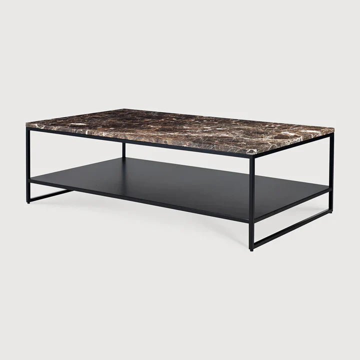 Table basse élégance rectangle étagère